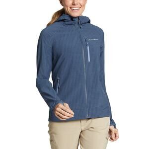 EDDIE BAUER Sandstone Backbone Grid Hoodie Jacket Zip-Up Dusted Indigo Sz Small